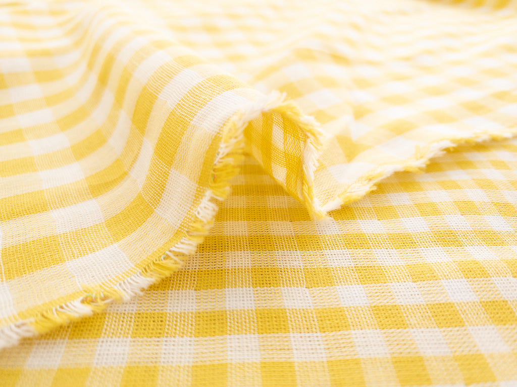 Oeko-Tex Certified Lemon Gingham Double Gauze