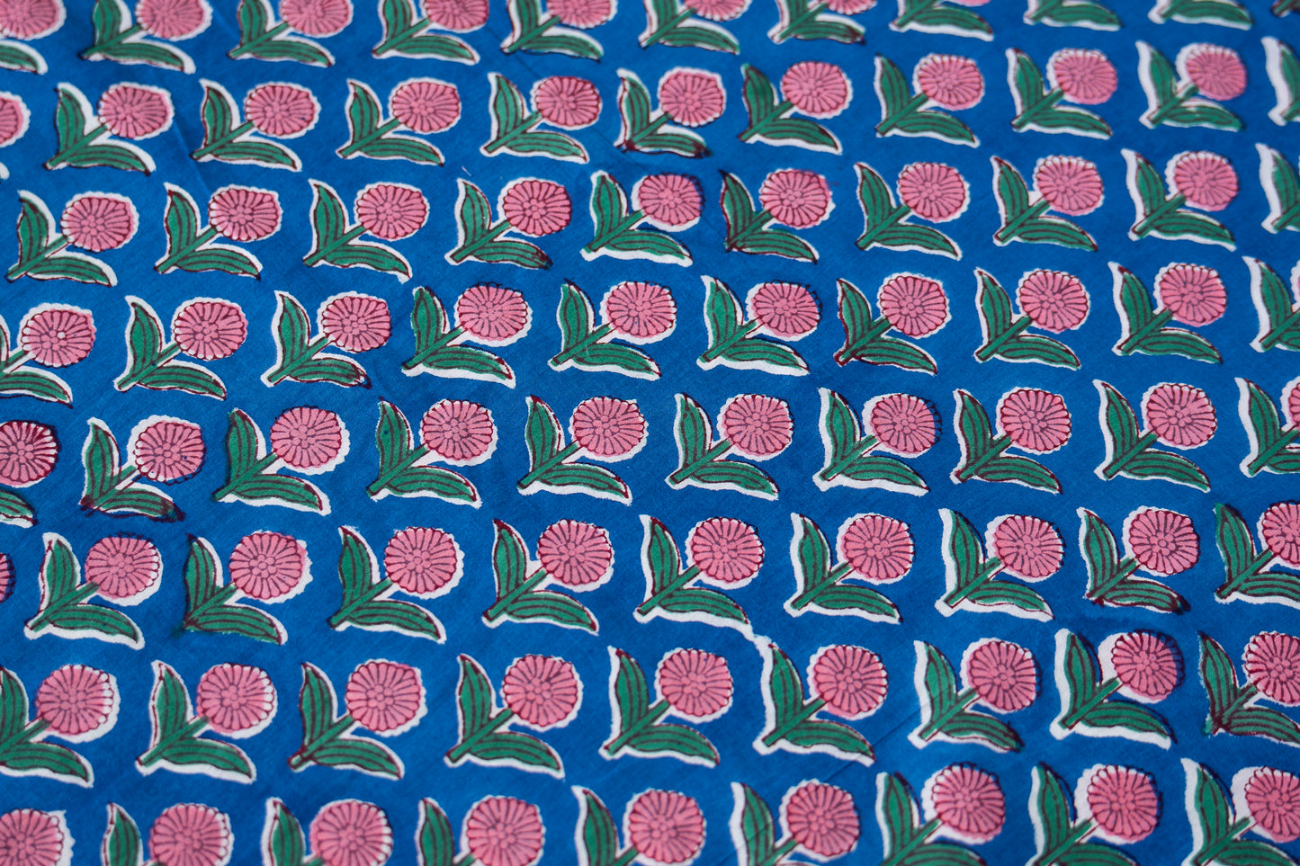 Indian Block Print - Pink & Blue Mini Floral
