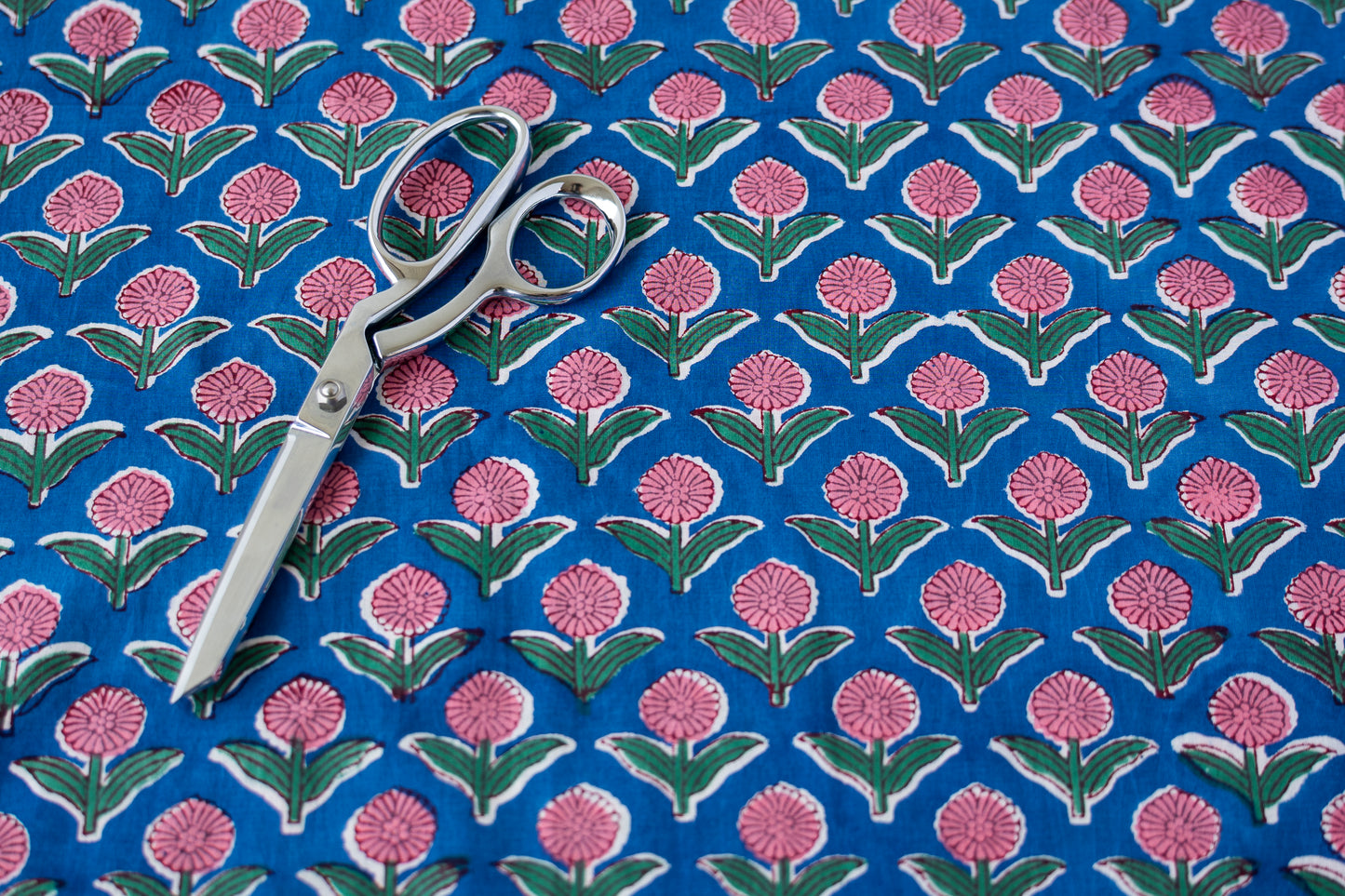 Indian Block Print - Pink & Blue Mini Floral