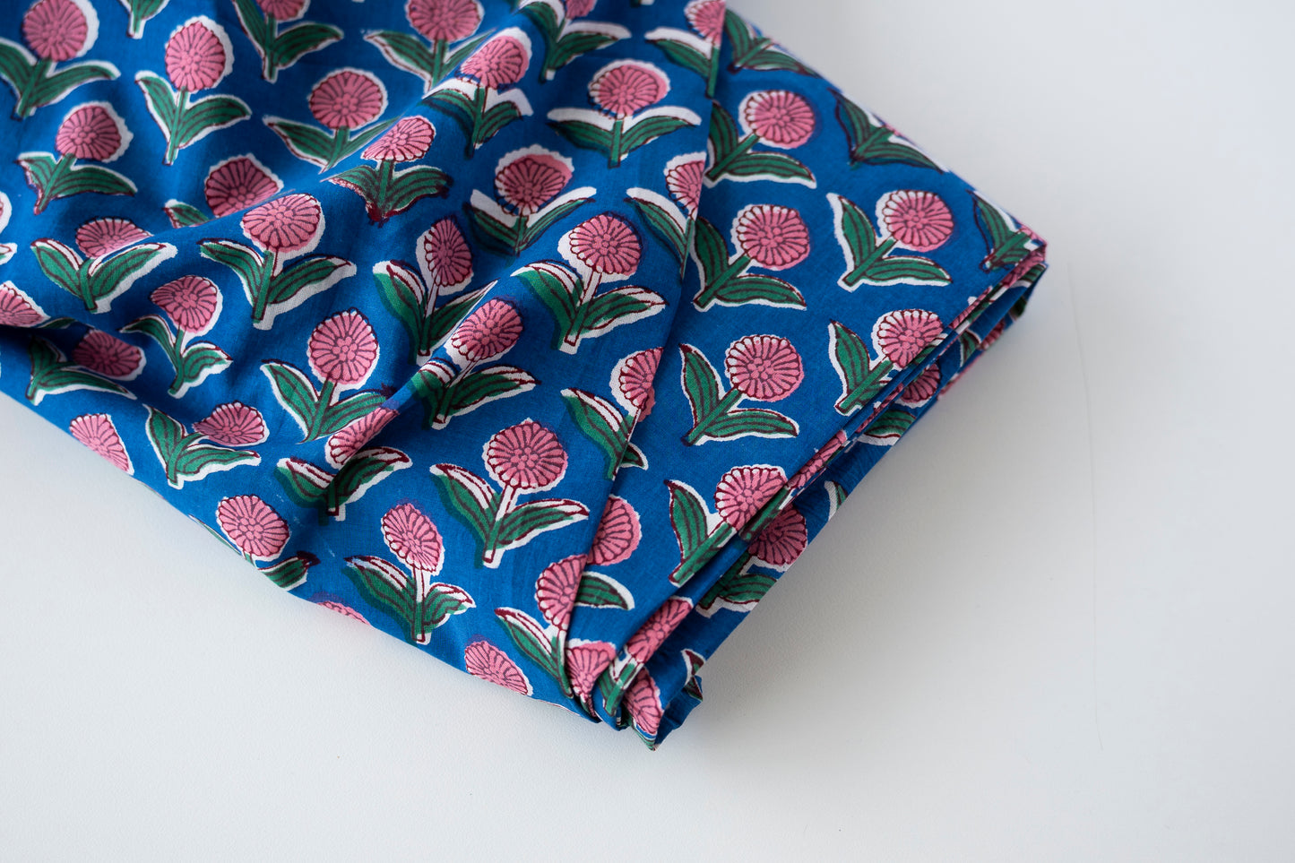 Indian Block Print - Pink & Blue Mini Floral
