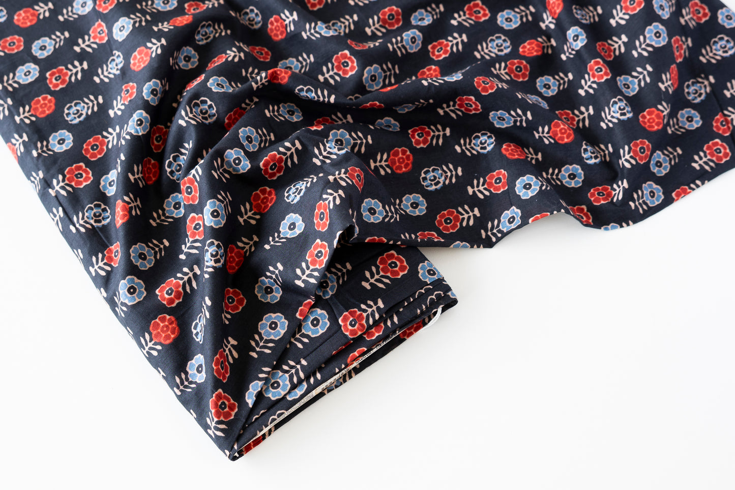 Indian Block Print - Red & Blue Flowers