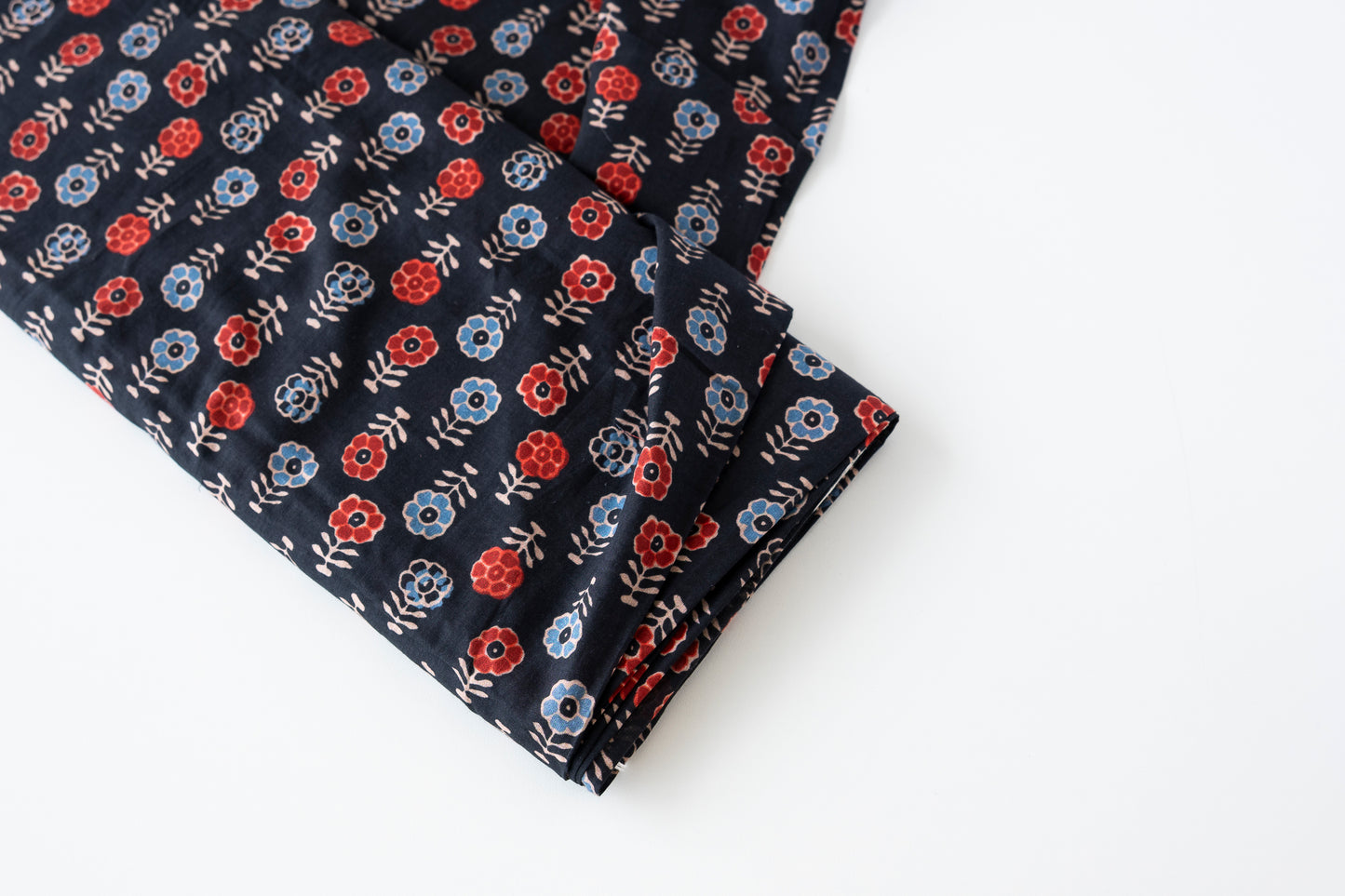 Indian Block Print - Red & Blue Flowers