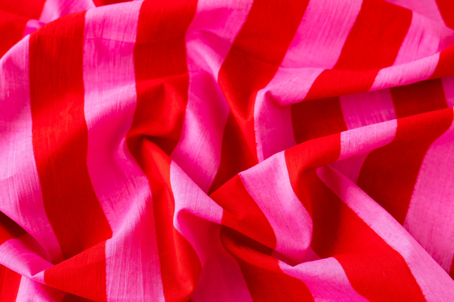 Indian Cotton Screen Print - Hot Pink Bold Stripe