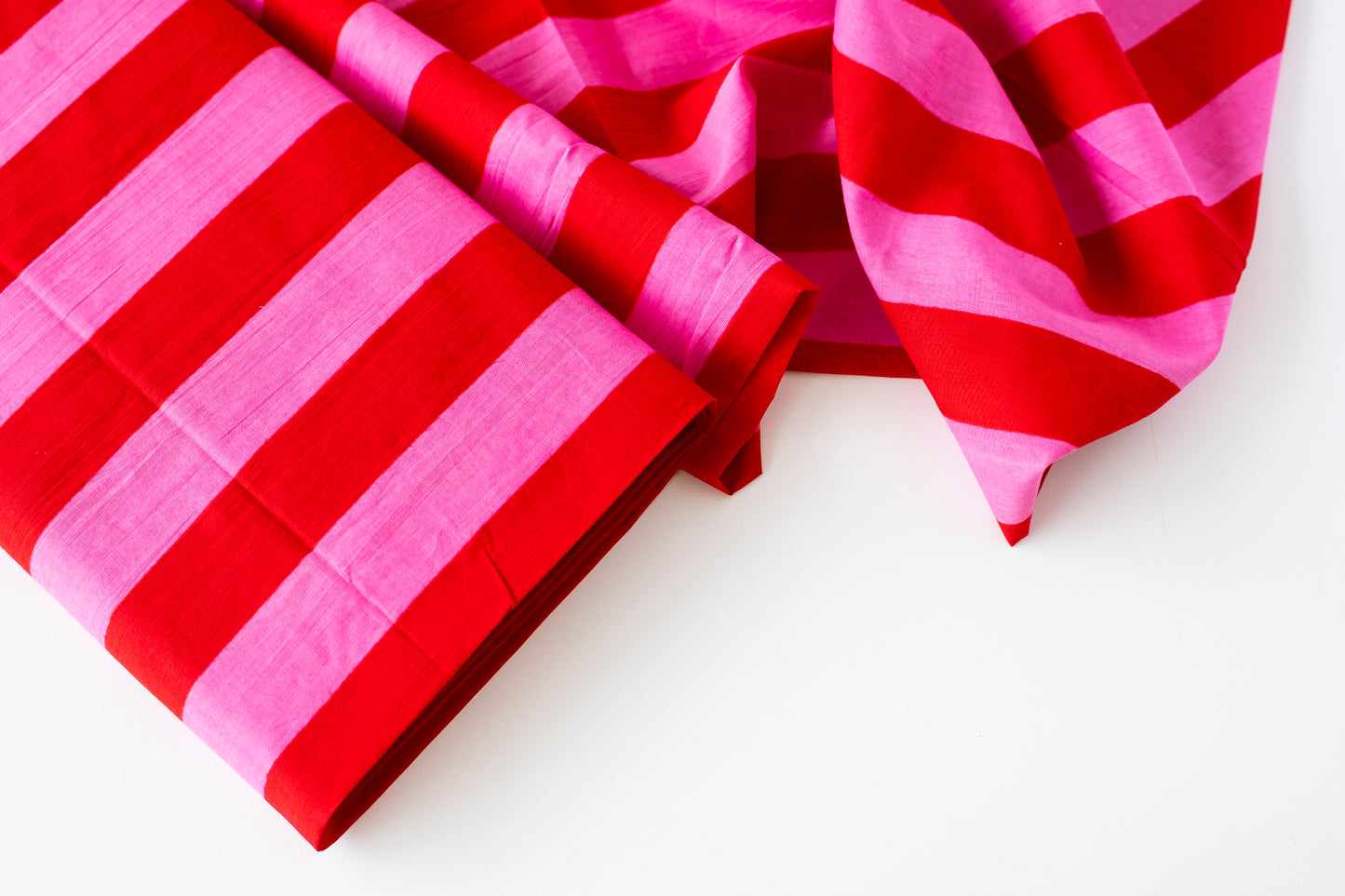 Indian Cotton Screen Print - Hot Pink Bold Stripe