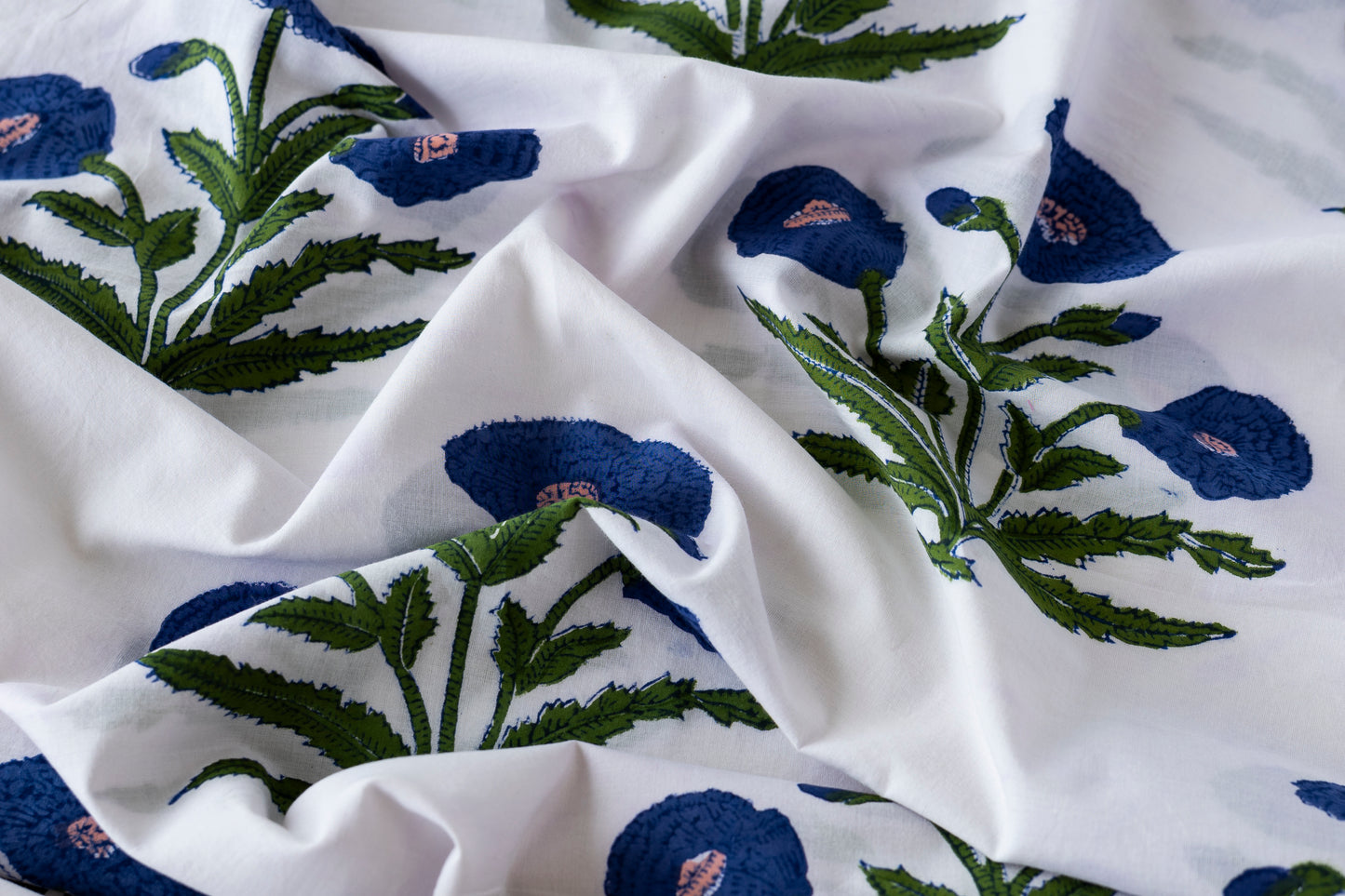 Indian Block Print - Mughal Buta (Large Blue Floral)