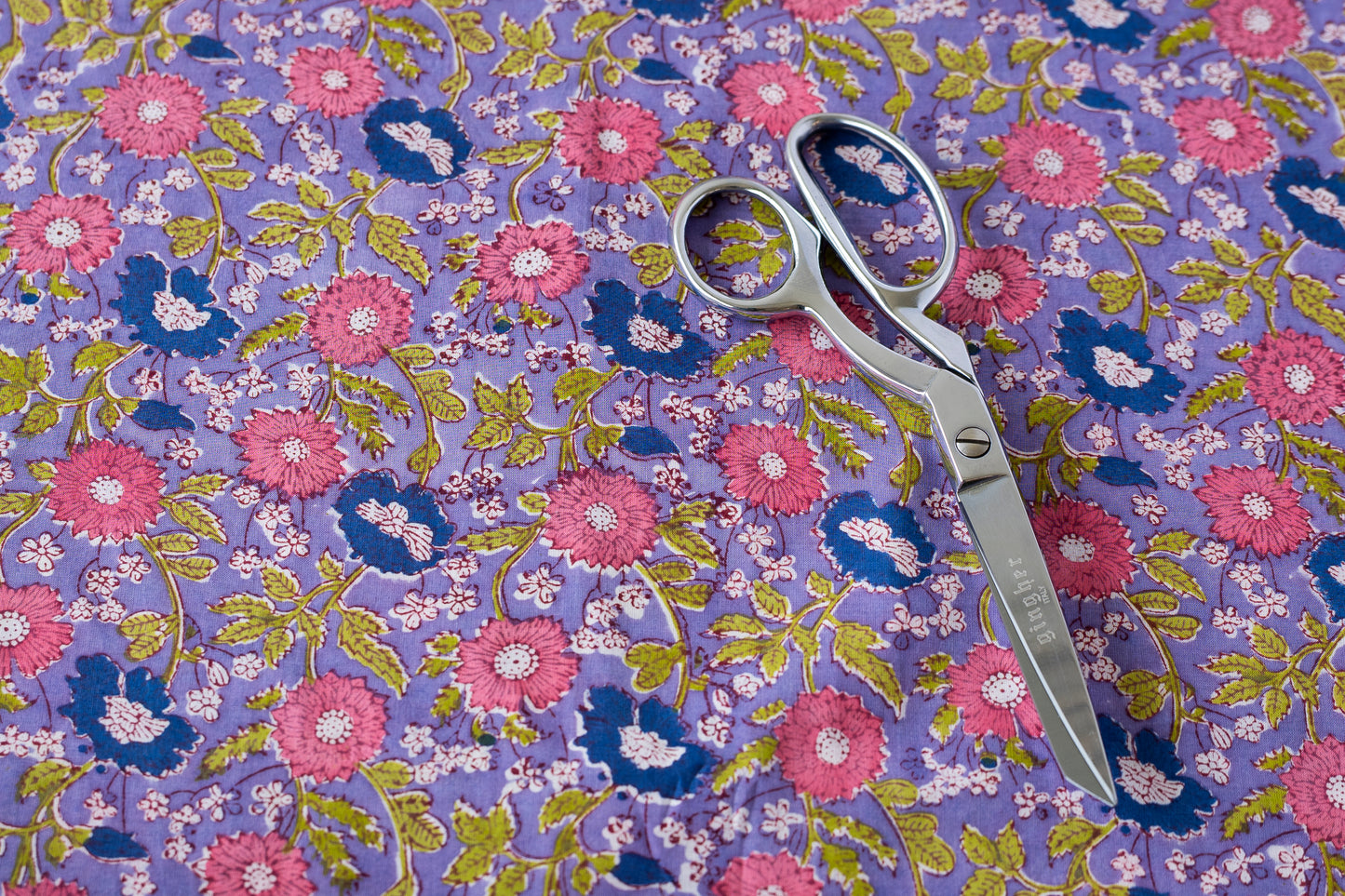 Indian Block Print - Pink & Purple Flowers