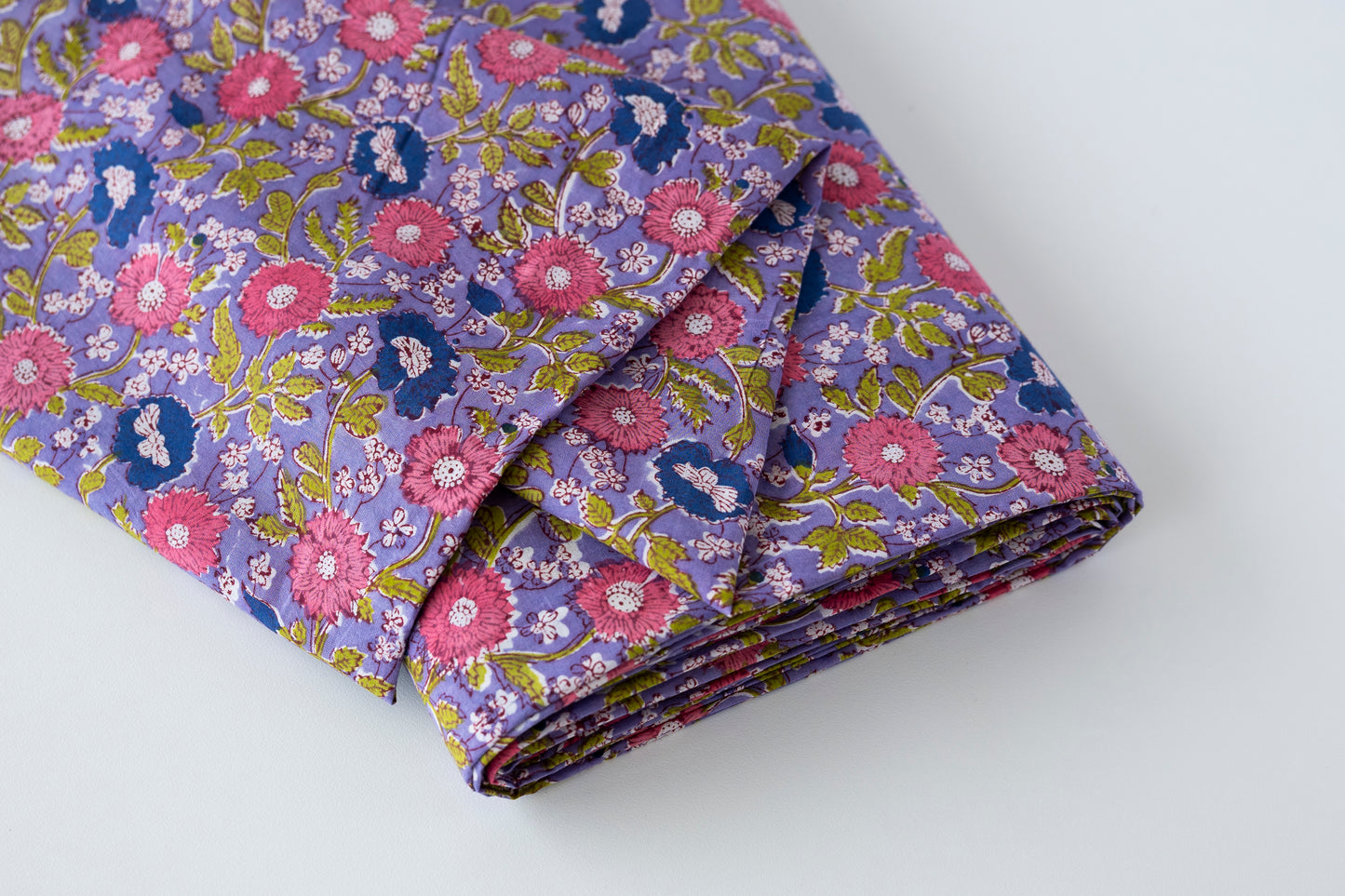 Indian Block Print - Pink & Purple Flowers