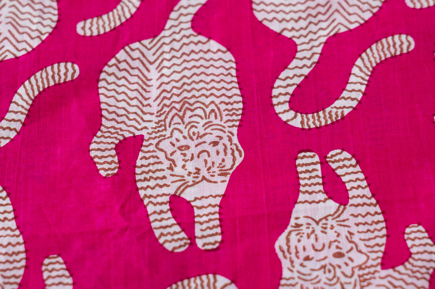 Indian Cotton Screen Print - Tigers