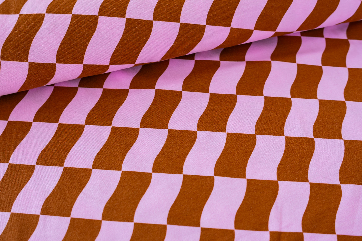 Sweatshirt Fleece - Pink Check (OEKO-TEX Standard 100)