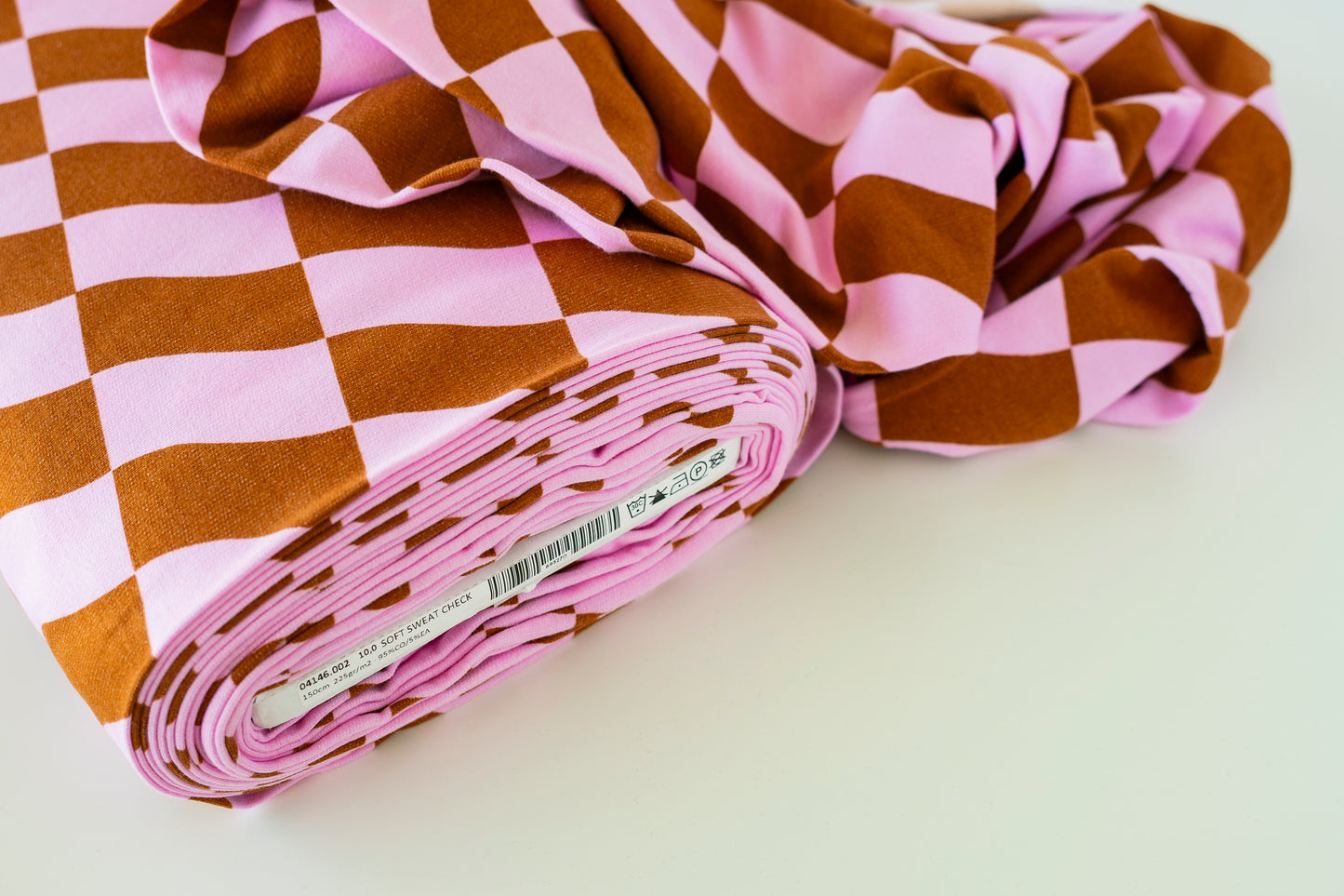 Sweatshirt Fleece - Pink Check (OEKO-TEX Standard 100)