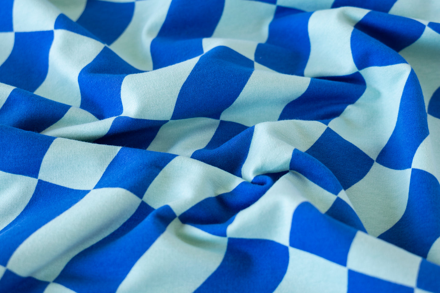 Sweatshirt Fleece - Blue Check (OEKO-TEX Standard 100)