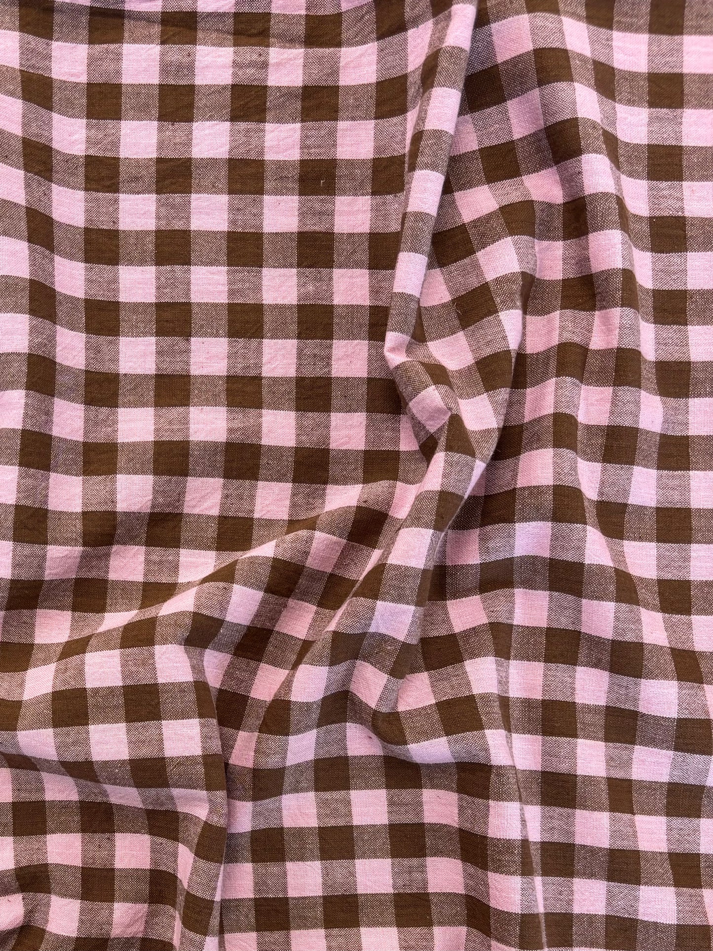 Handloom Cotton - Pink & Chocolate Yarn Dyed Check