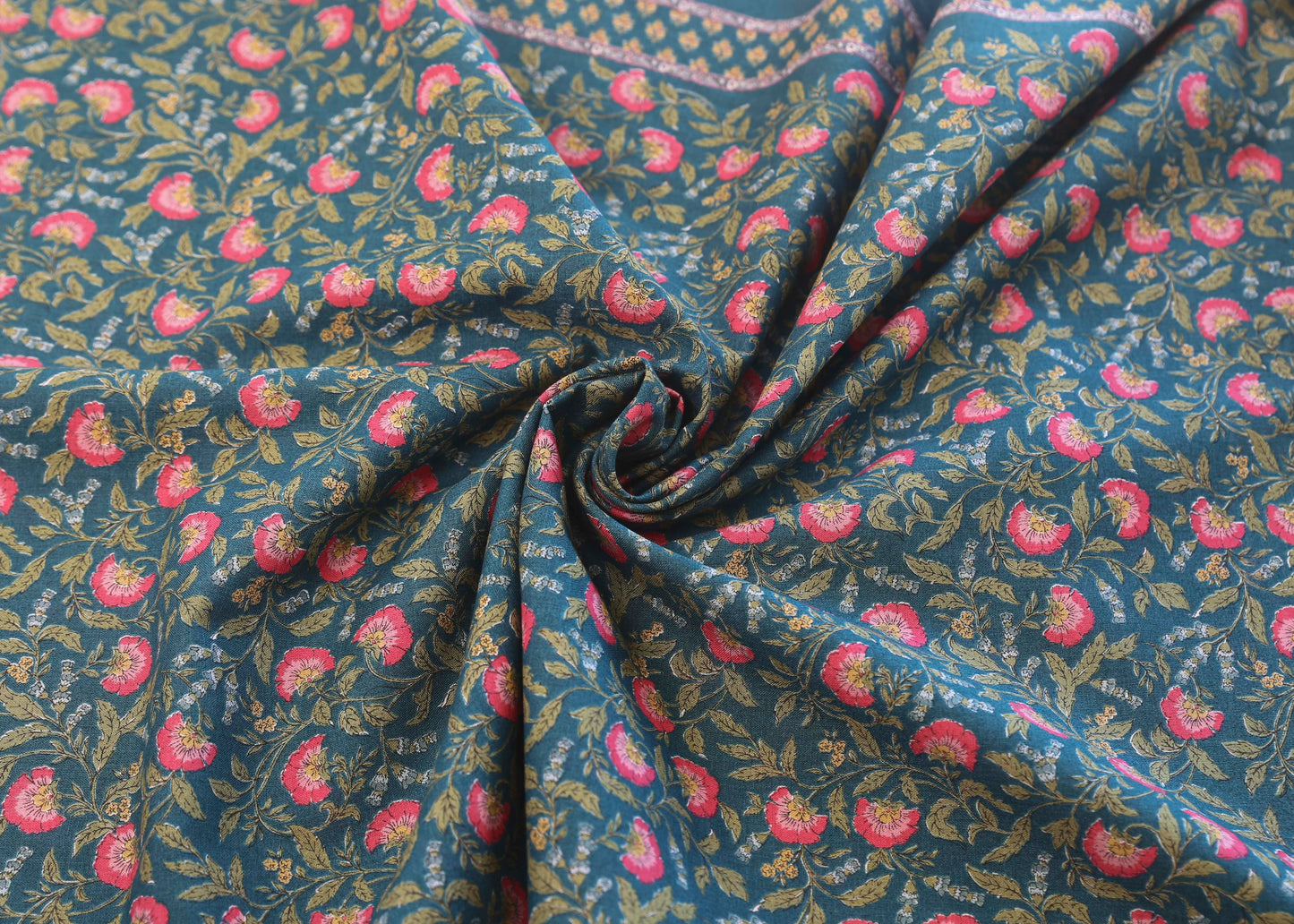 Cosmo - Green Floral Border Print