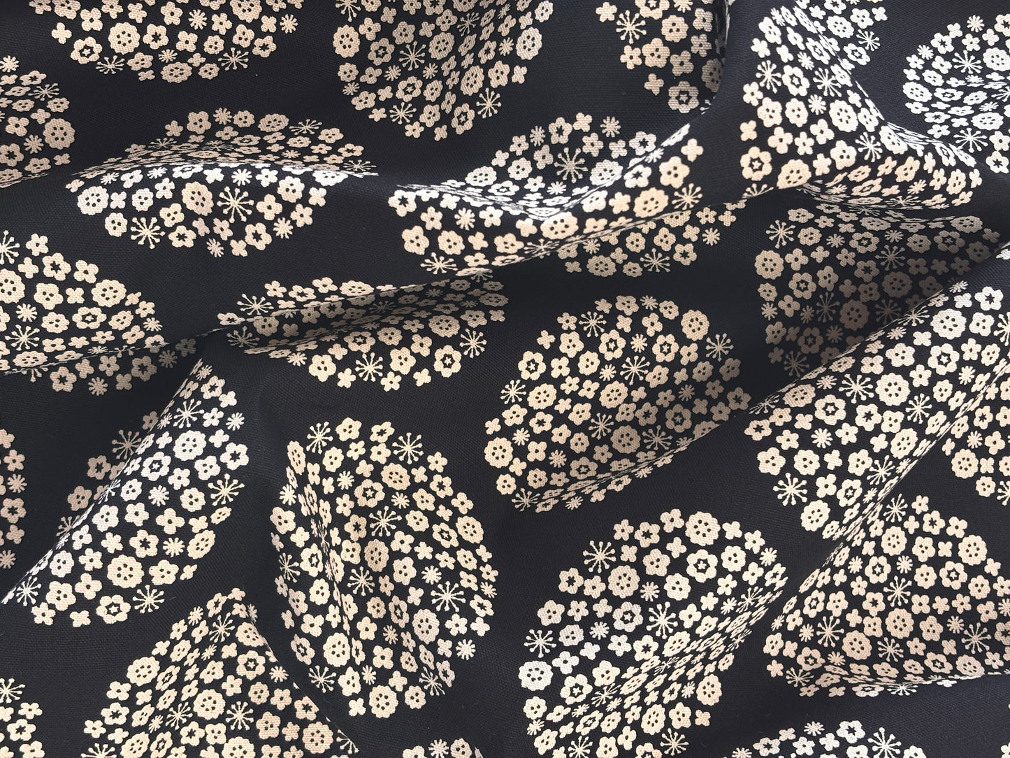 Lightweight Canvas - Black with Flower Clusters