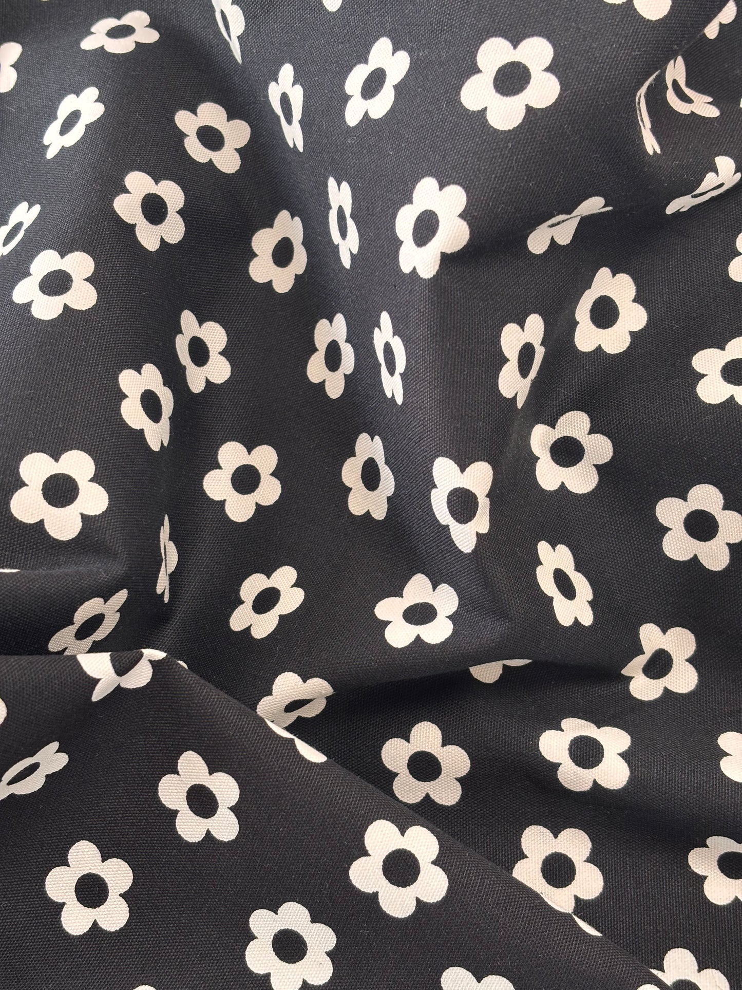 Lightweight Canvas - Black with White Flowers