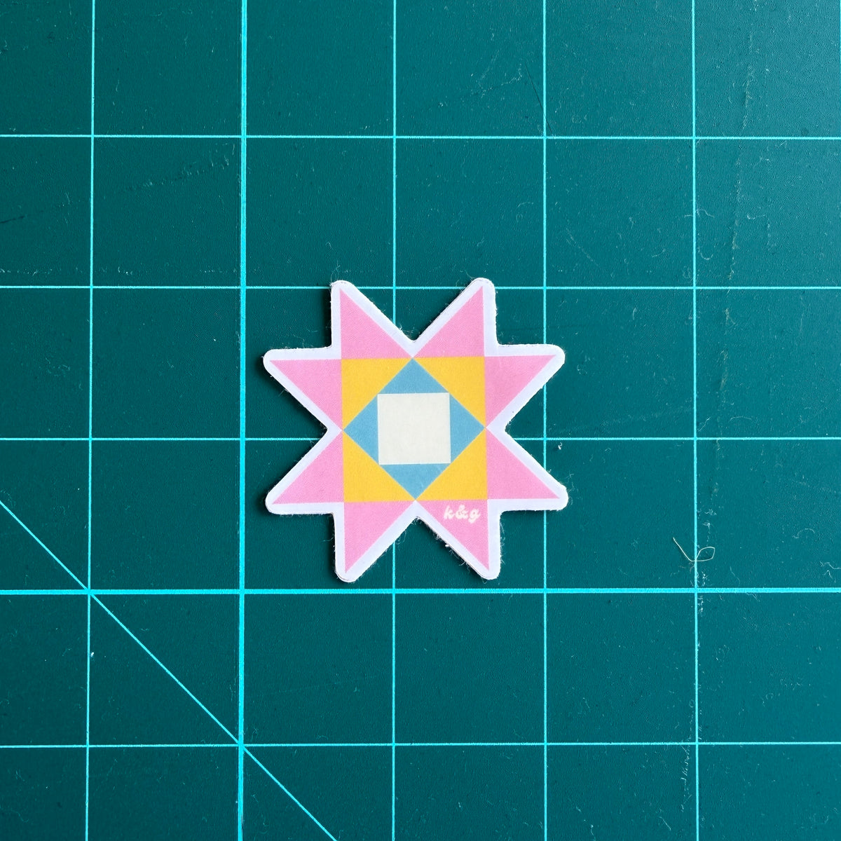 Pink Quilt Star Sticker