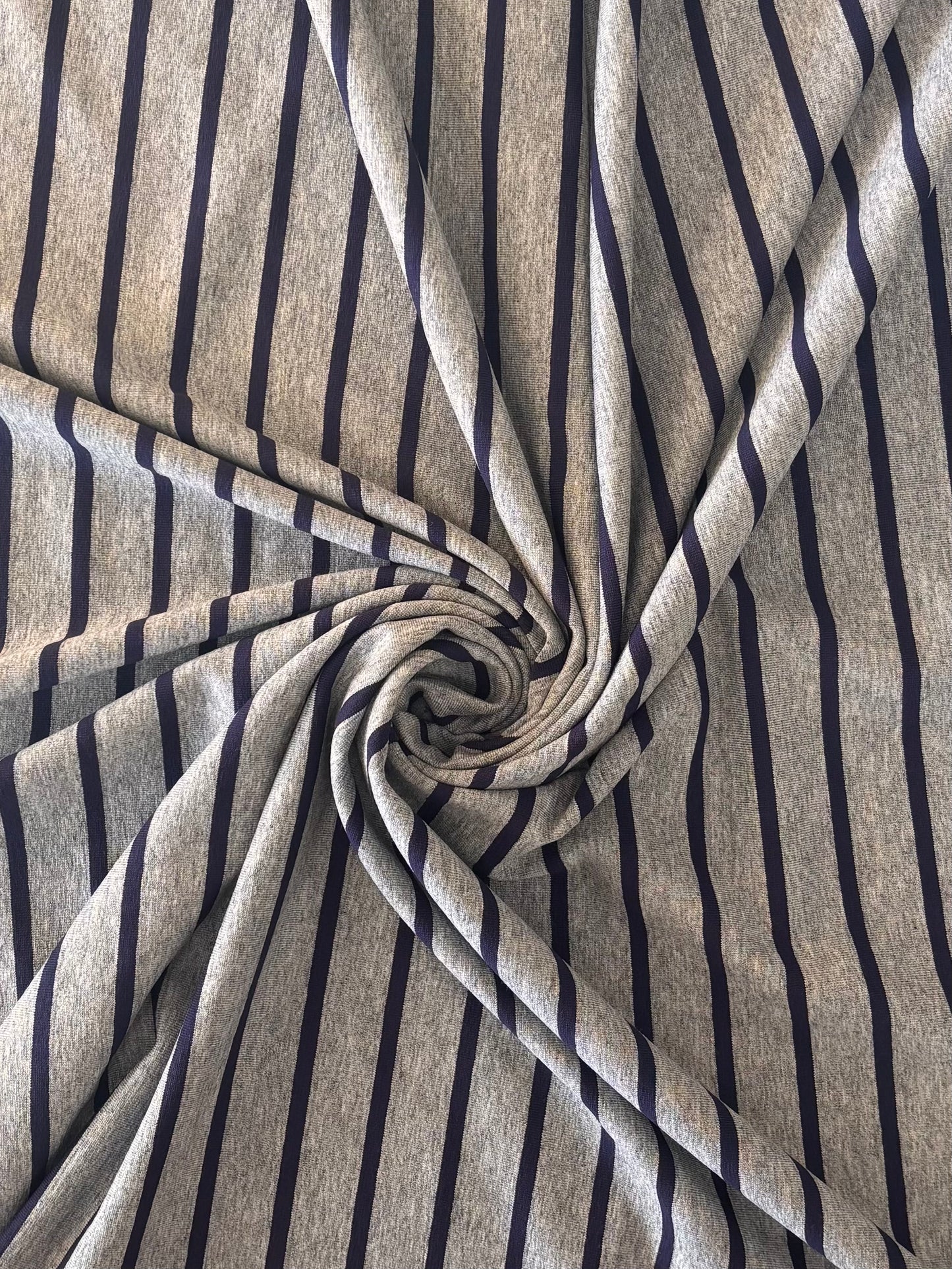 Deadstock Jersey - Heather Grey with Navy Stripe