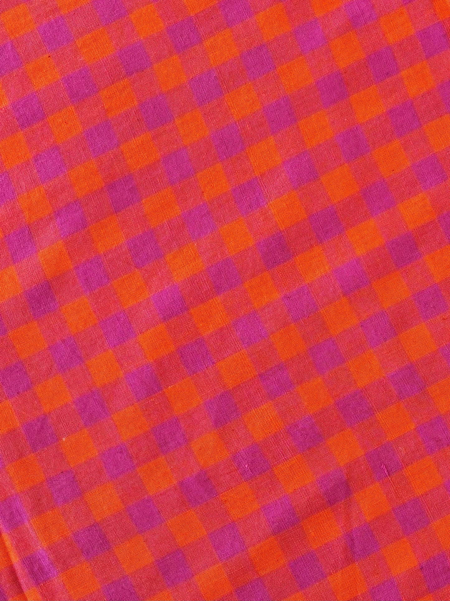 Cotton Handwoven - Fuschia and Orange Check