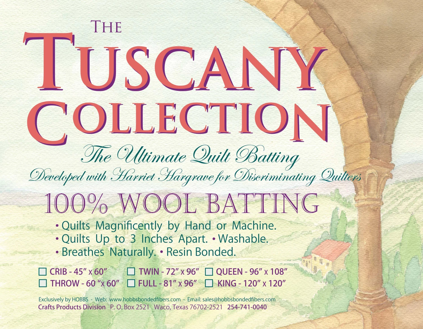 Tuscany 100% Washable Wool Batting - 72in x 96in (Twin Size)
