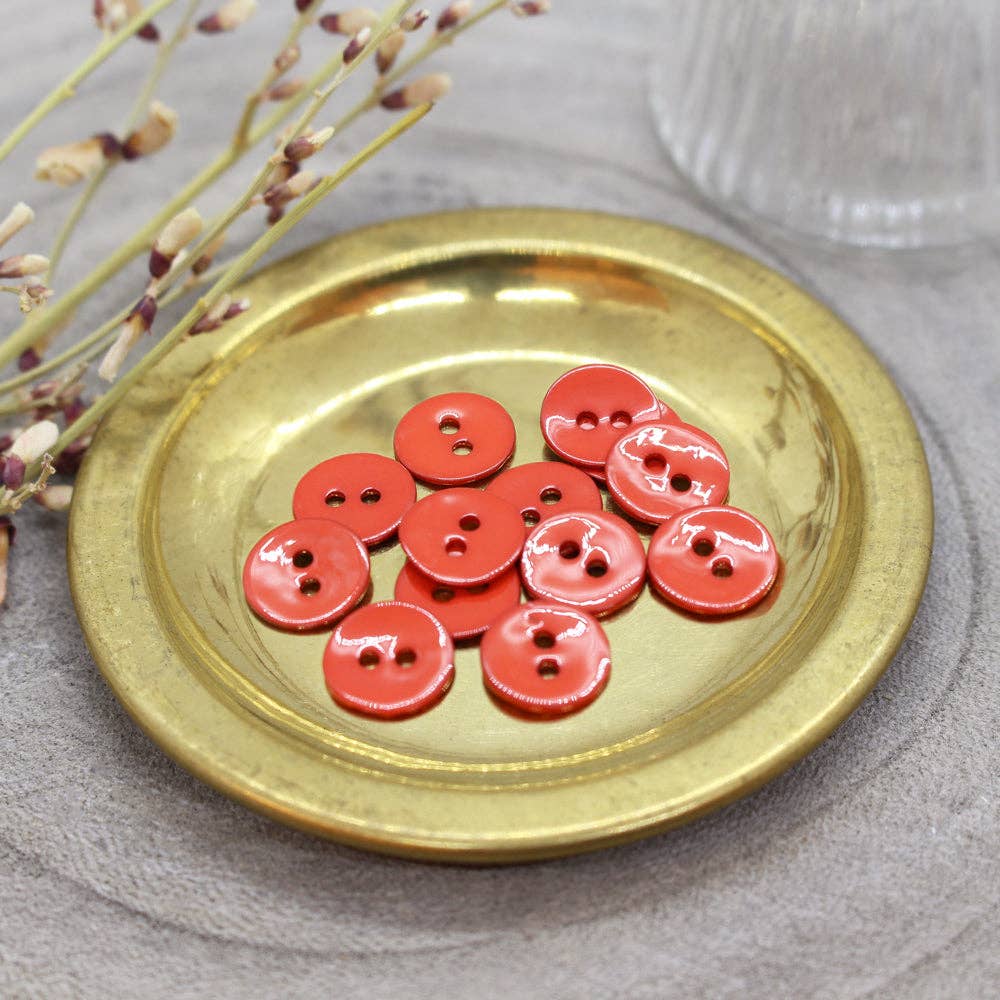 Lacquered buttons - Poppy Tangerine x 50