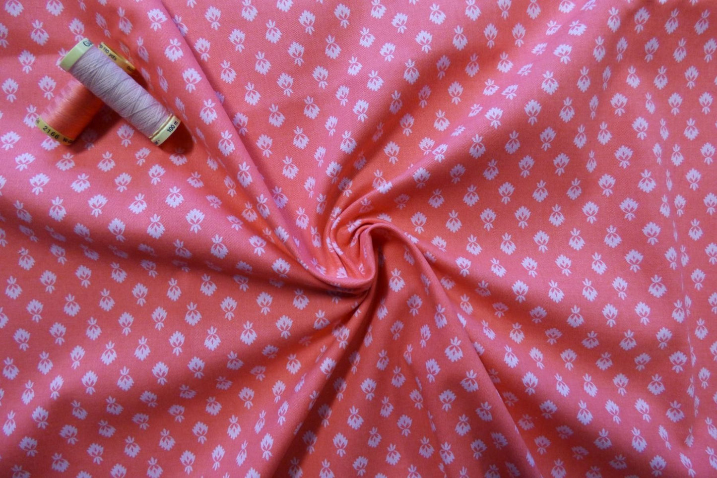 Oeko-Tex Sustainable Stretch Drill - Pink Fleur De Lis