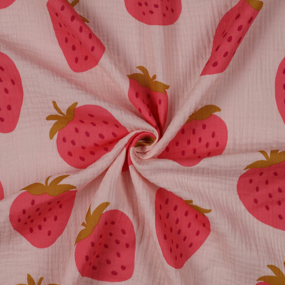 Cotton Double Gauze - Strawberries