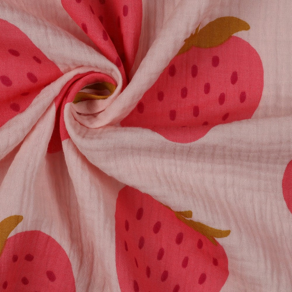 Cotton Double Gauze - Strawberries