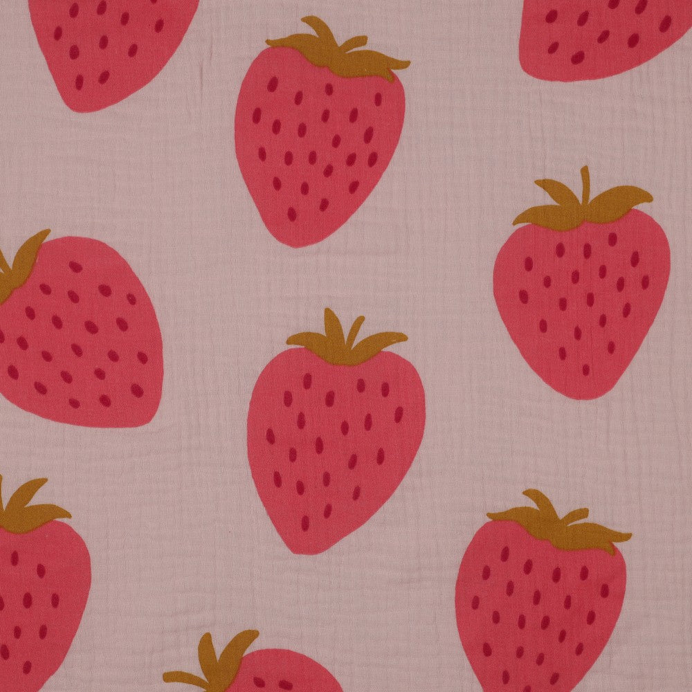 Cotton Double Gauze - Strawberries