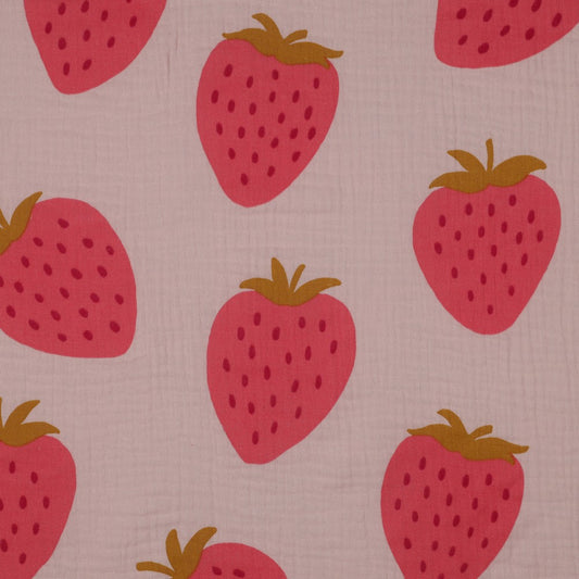 Cotton Double Gauze - Strawberries