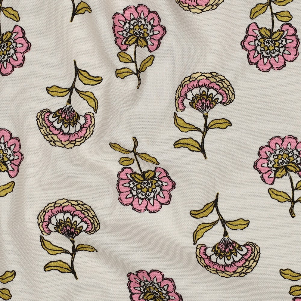 Block Print-esque Pink Floral Canvas