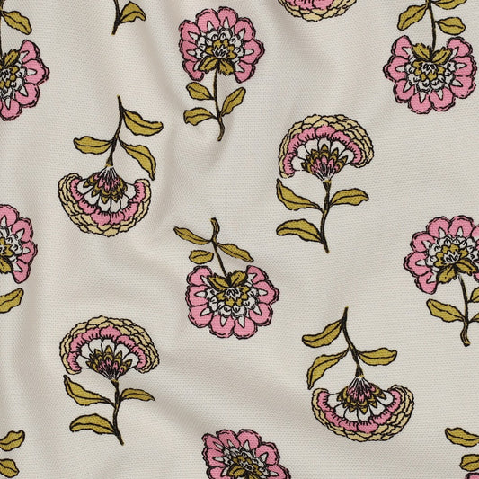 Block Print-esque Pink Floral Canvas