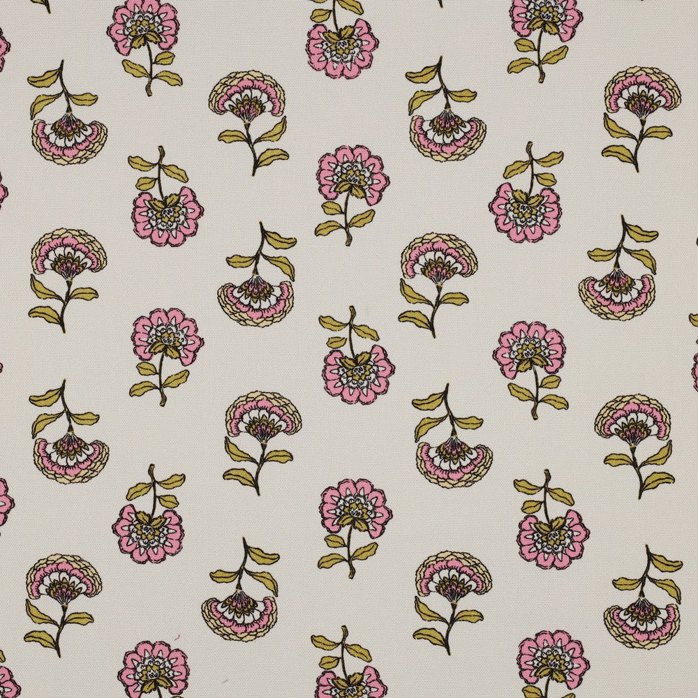 Block Print-esque Pink Floral Canvas