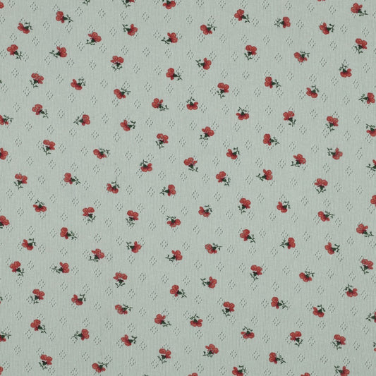 Floral Cotton Pointelle - Mint