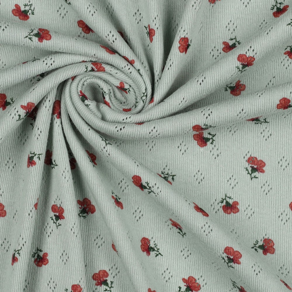 Floral Cotton Pointelle - Mint