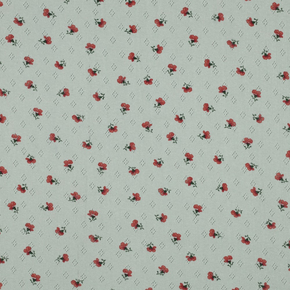 Floral Cotton Pointelle - Mint