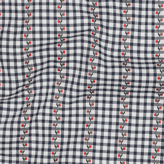 Berry Gingham Cotton Jacquard - Navy