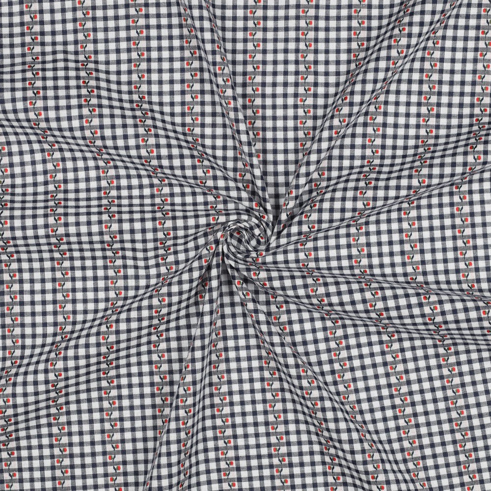 Berry Gingham Cotton Jacquard - Navy