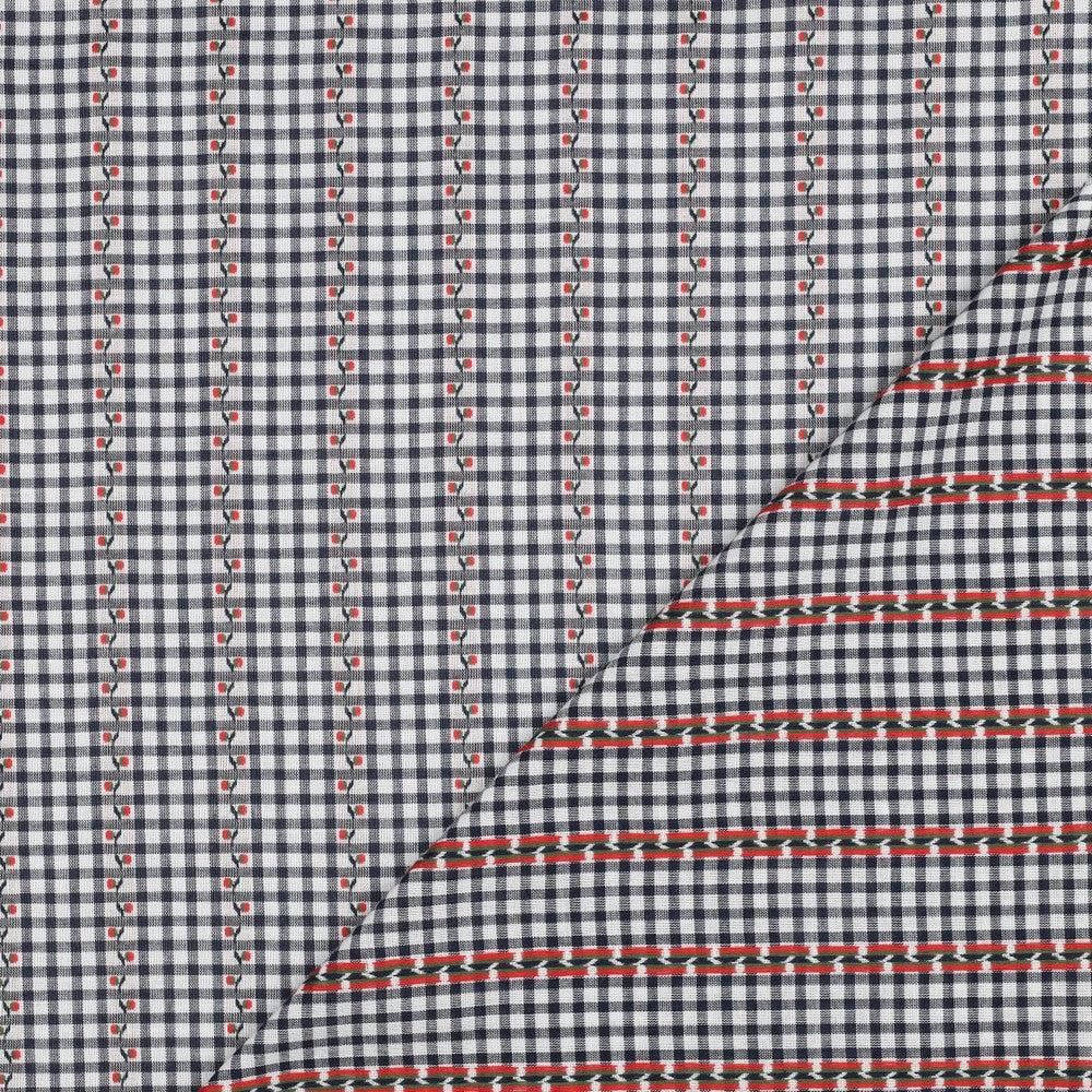 Berry Gingham Cotton Jacquard - Navy