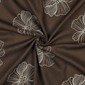 Drapey Linen Viscose Embroidered Flowers - Mocha