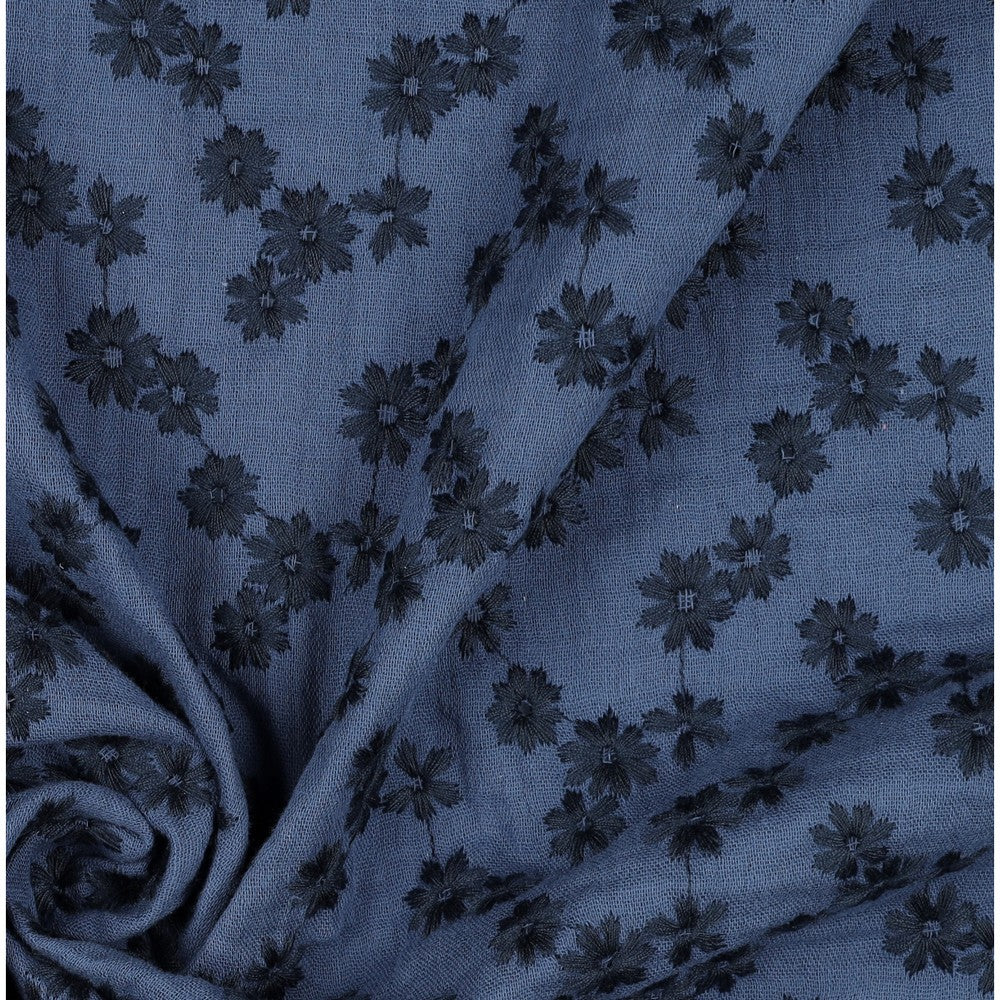 Embroidered Double Gauze - Petite Blue