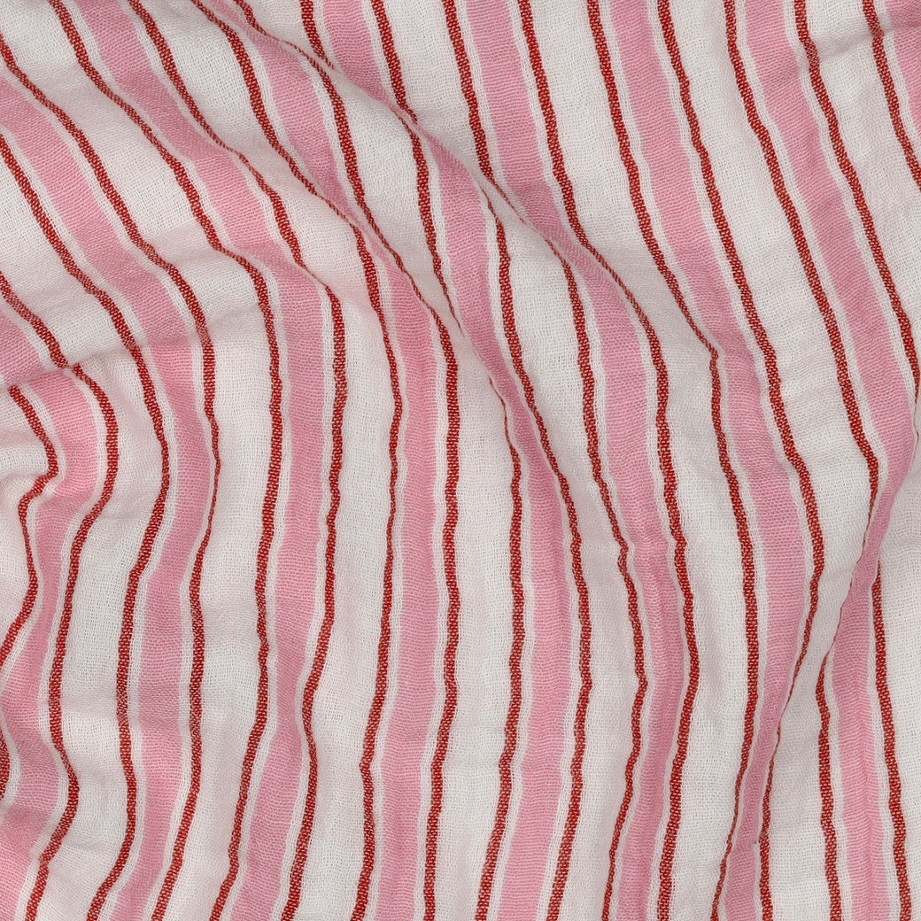Yard-Dyed Double Gauze Stripe - Pink
