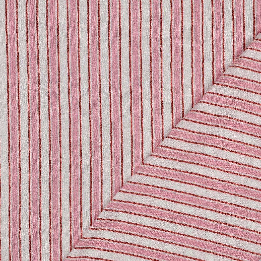 Yard-Dyed Double Gauze Stripe - Pink