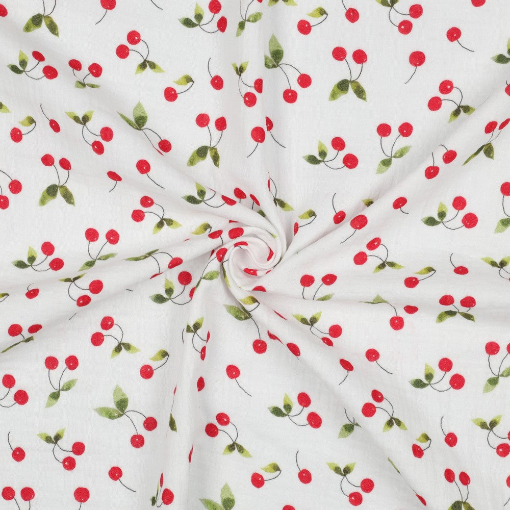 Cotton Double Gauze - Cherry Bowl