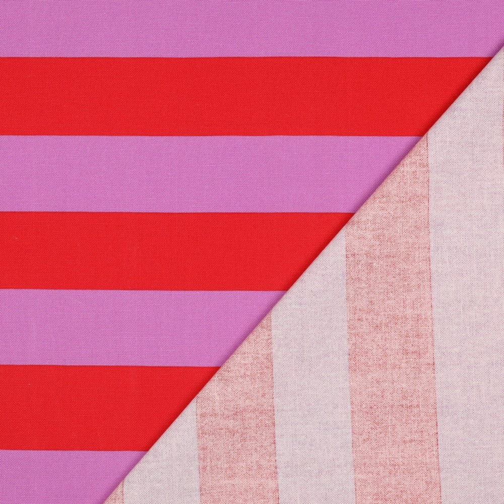 Canvas Stripes - Red & Purple (OEKO-TEX Standard 100)