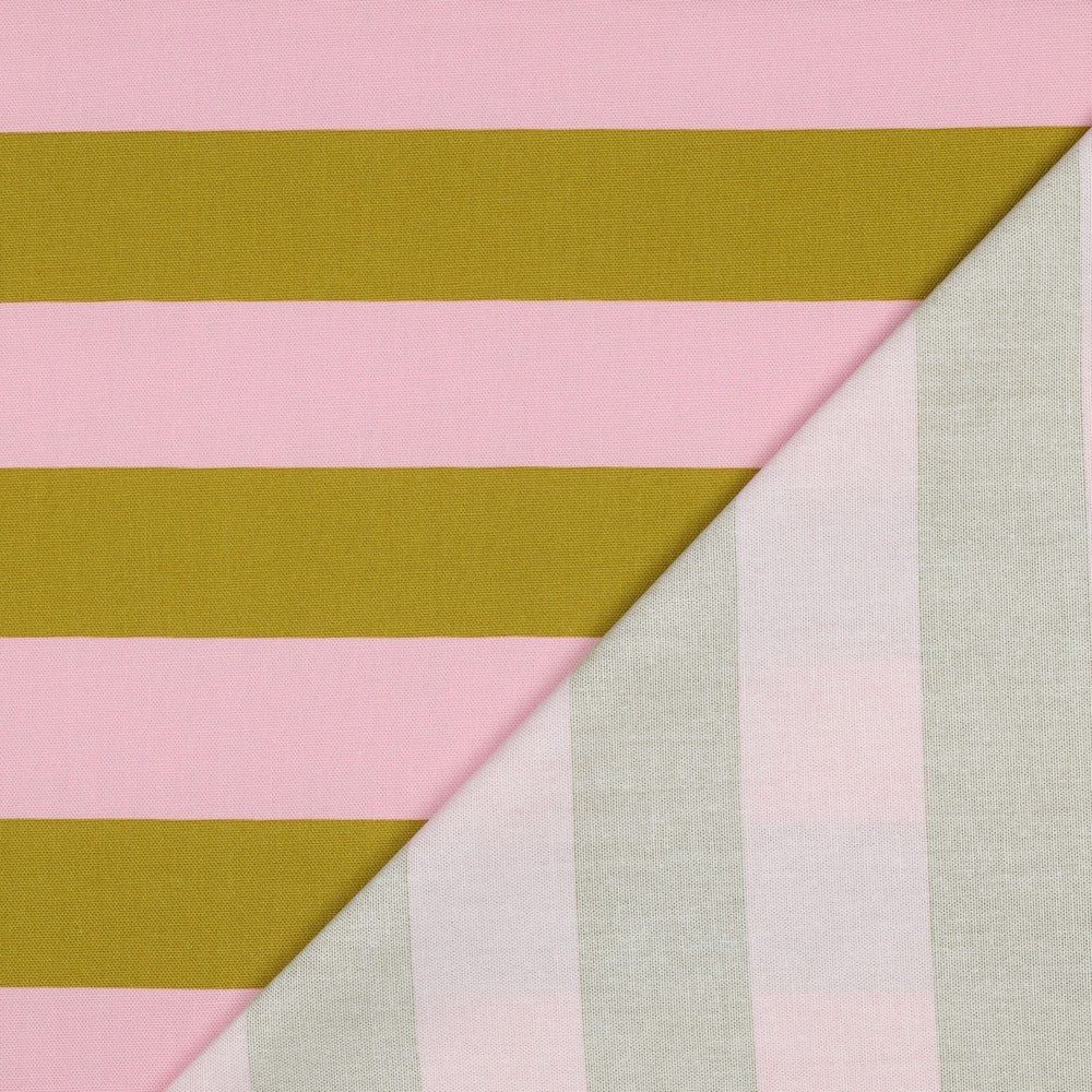 Canvas Stripes - Pink & Ochre (OEKO-TEX Standard 100)