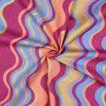 Light Cotton Poplin - Wavy Foil Stripes (Blue)