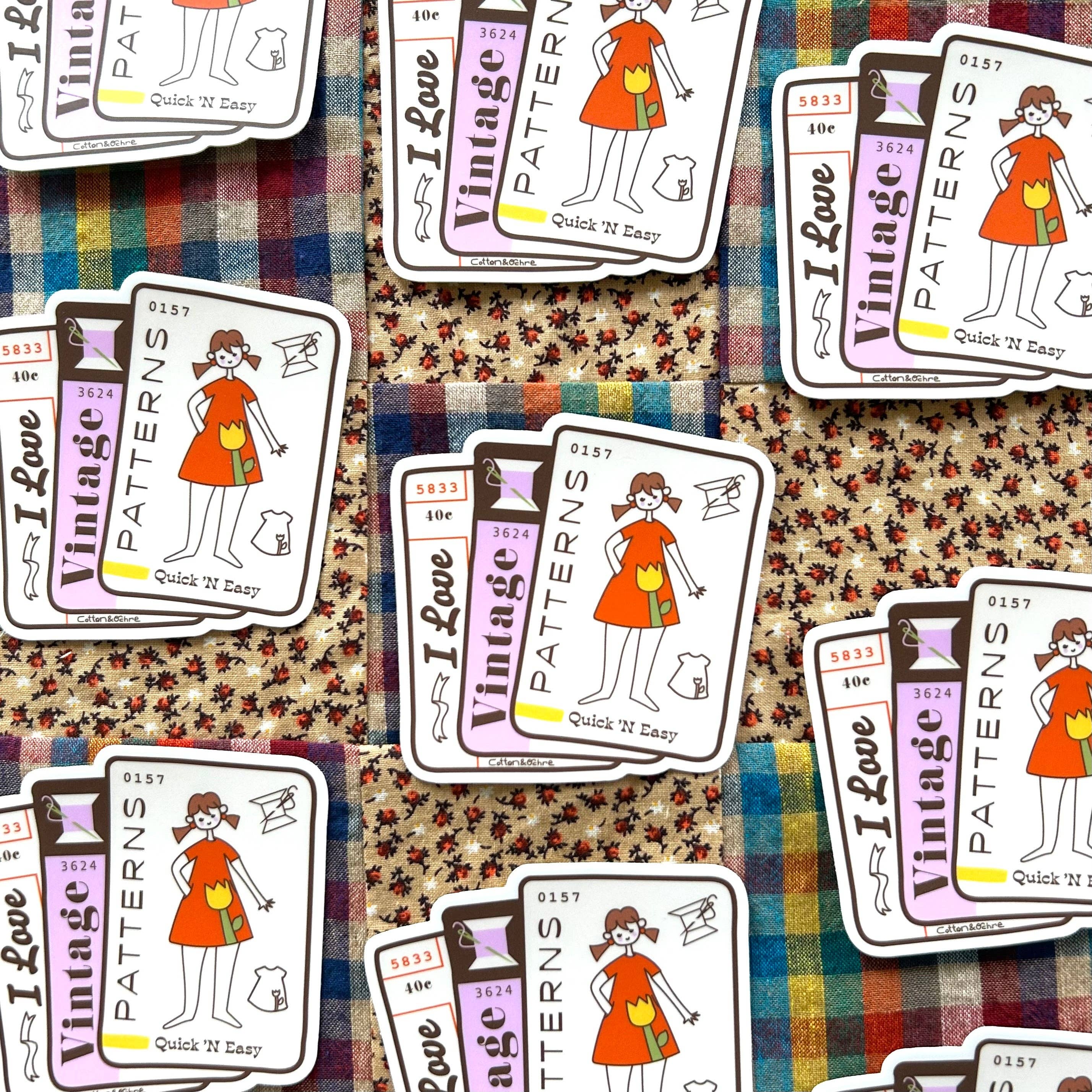 I Love Vintage Patterns Sticker