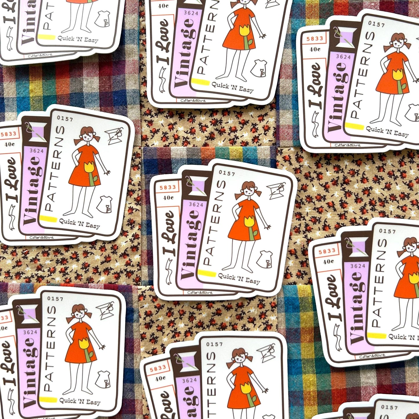 I Love Vintage Patterns Sticker