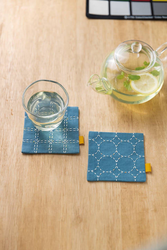Sashiko Hidamari Pair of Coasters Kit - Blue