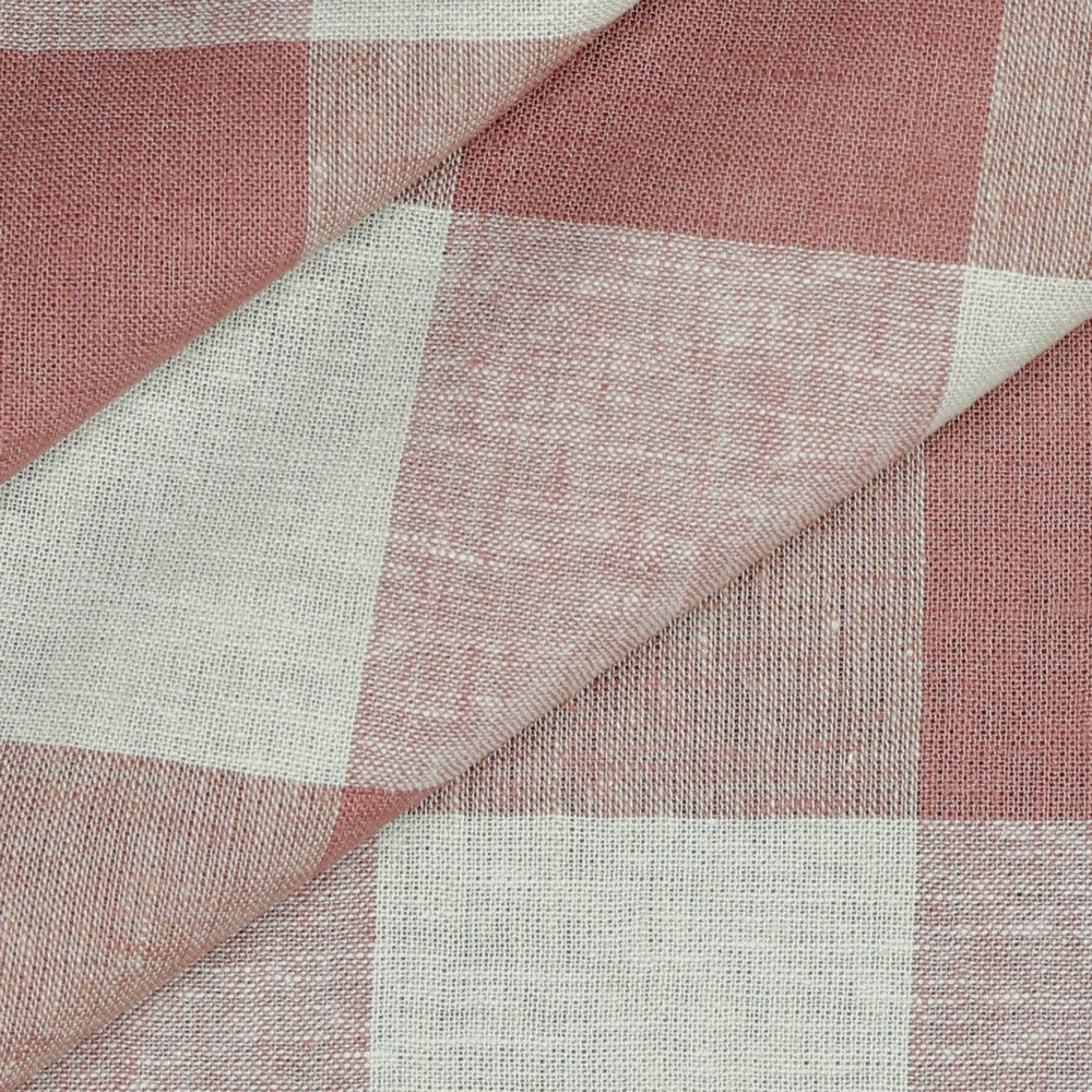 Drapey Linen Viscose Check - Rose